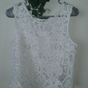 White Lace Sleeveless Top